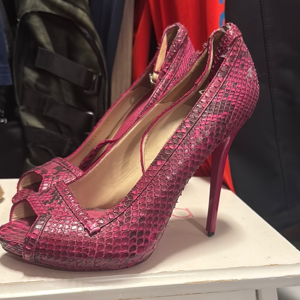 Elegant Pink Peep-Toe Stilettos